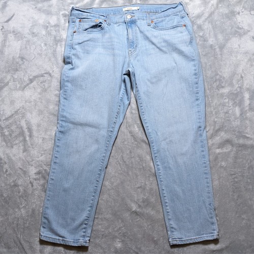 Levis Jeans Womens 32 (35x27) Blue Boyfriend Tapered Light Wash Stretch Denim