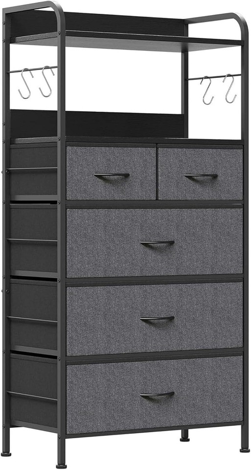5 Drawers Dresser Fabric Chest of Drawers Storage Tower