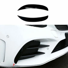 ~For Benz C-Class 2019-2021 ABS Black Front Bumper Canards Lip Splitter Fins 2x