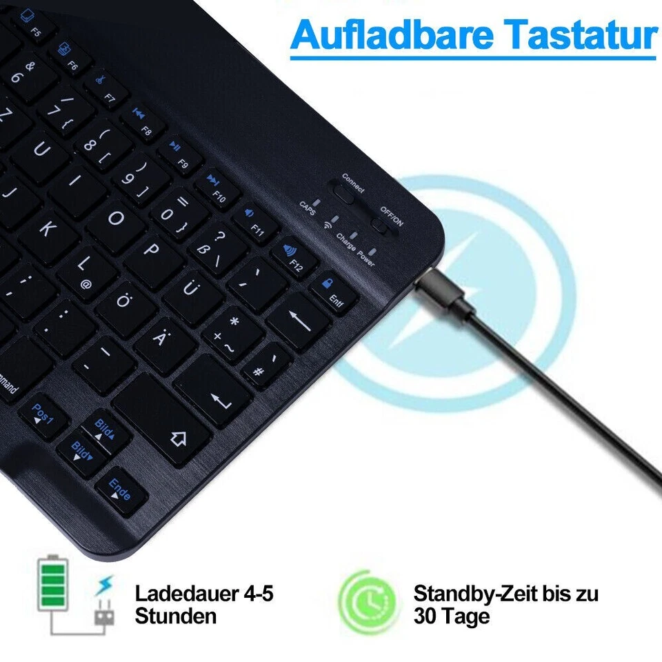 Kabellose Mini Bluetooth Tastatur mit Maus im SET German Layout QWERTZ - Bild 3 von 4