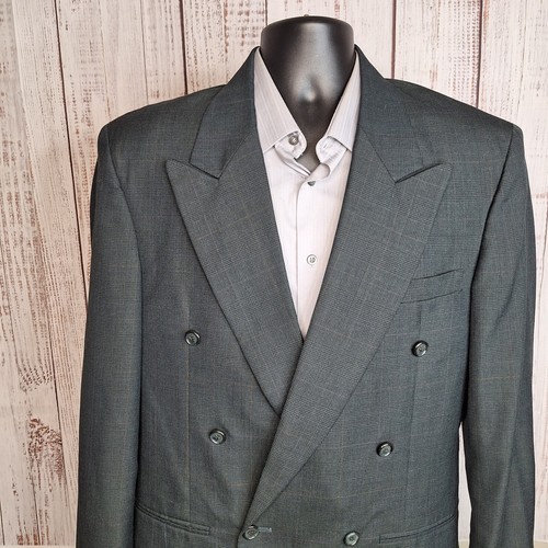 Cellini Uomo 2 Piece Suit Mens 40L 30X32 Gray Plaid Double Breasted - Picture 5 of 18