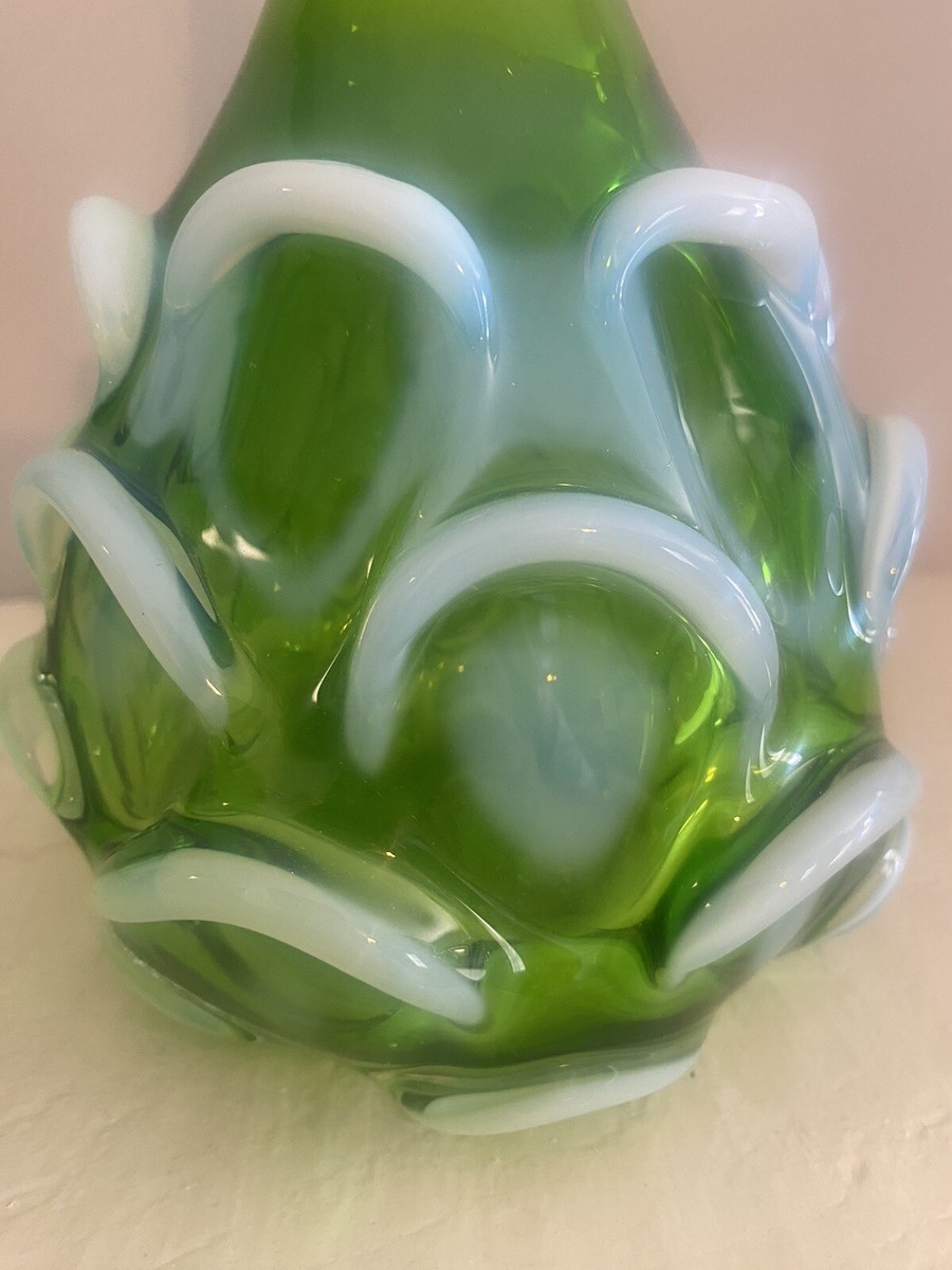 Fenton International Optics In Green Opalescent 91073 Bottle, 13 1