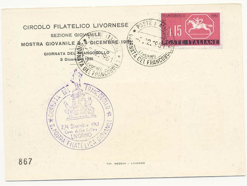 Italy 1961 First Day Cover #848 Stamp Expo Circolo Filatelico Livorno Cachet Can - Picture 2 of 3