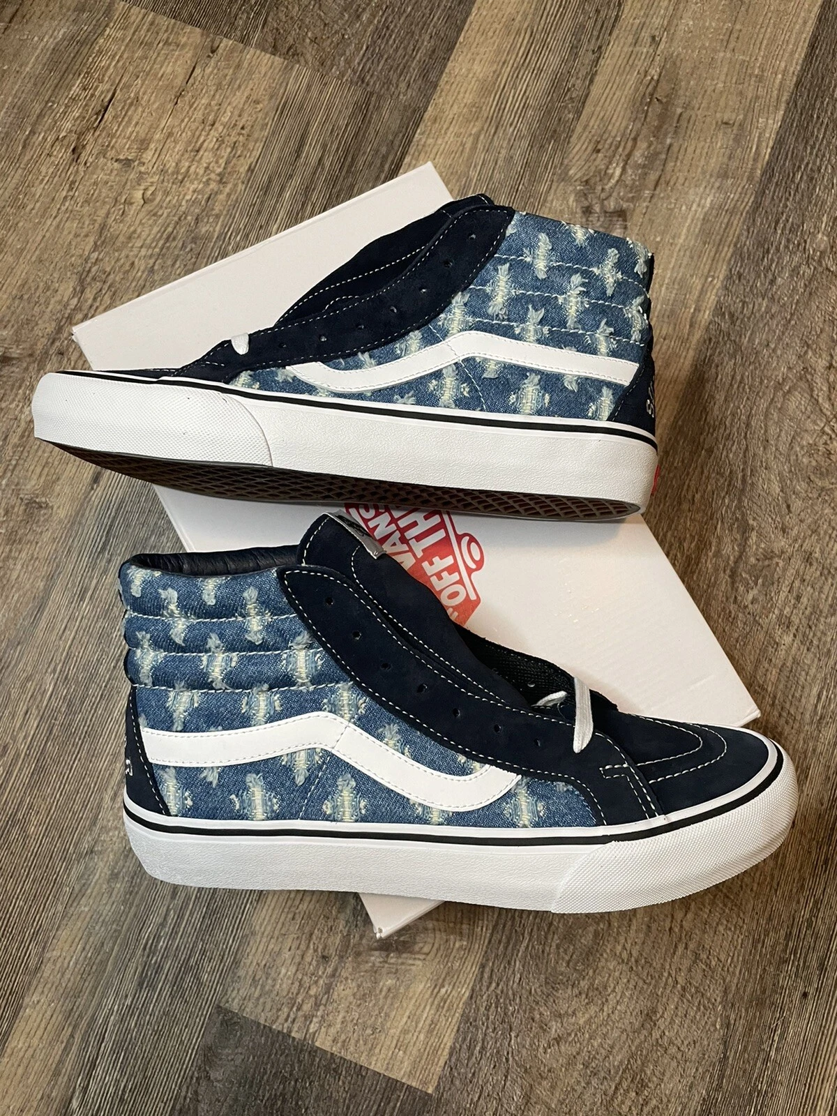 Vans x Supreme Sk8 Hi « Hole Punch denim bleu »   VN0A38Z32DD   Taille 10 ✅EN MAIN