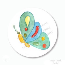 48 CUTE BUTTERFLY ENVELOPE SEALS SCRAPBOOK STICKERS 1.2" ROUND STICKERS LABELS