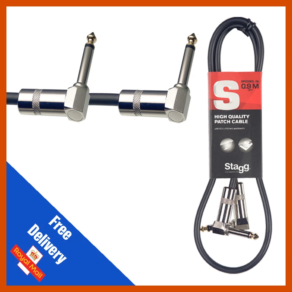 Stagg GUITAR FX PEDAL PATCH CABLE LEAD 60cm With Angled Jacks SPC060L DL