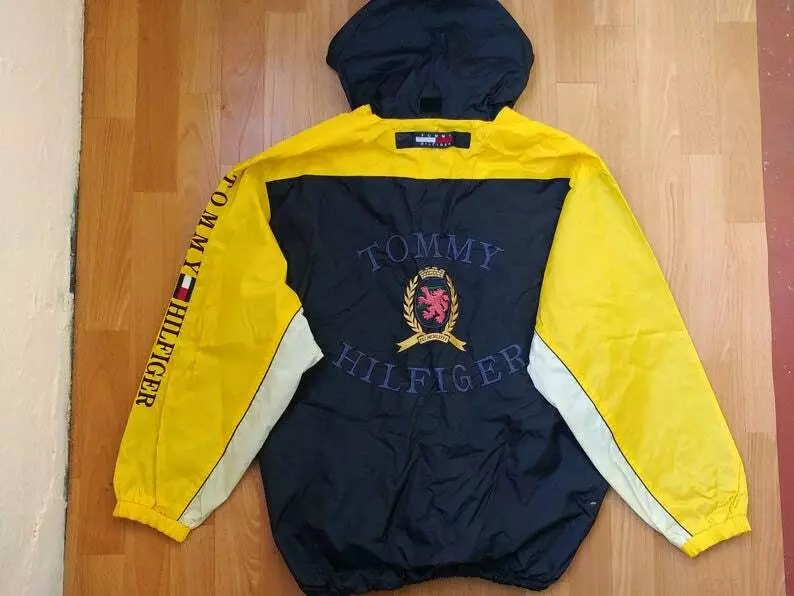 Tommy Hilfiger jacket, vintage yellow Tommy jacket, 90s hip-hop, sailing size L