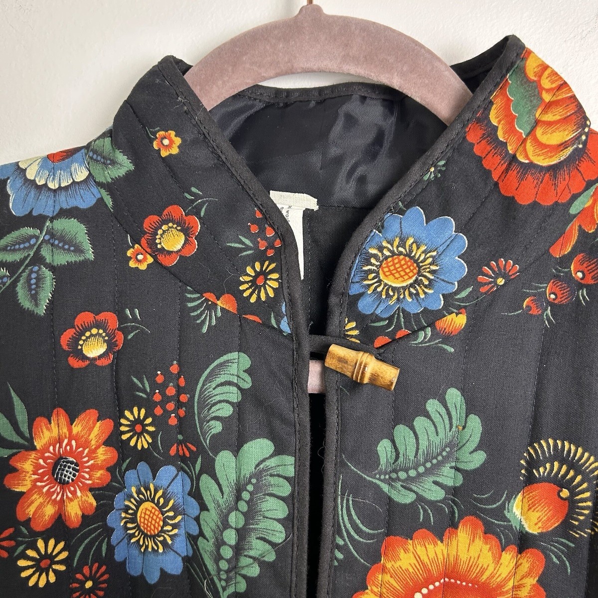 【Vintage】flower jacket Vintage Wildflower Floral Botanical Quilted Togggle Jacket