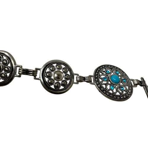 Vintage womens concho belt silver turquoise circle discs One size - Picture 9 of 11