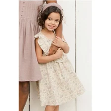 NWT Girls linen Dress Rylee + Cru Maisie GARDEN purple pink 8-9y
