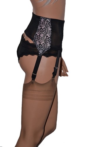 6 Strap Suspender Belt Retro/Vintage Style Side Fastening Black/White Size S-XXL - 第 6/14 張圖片