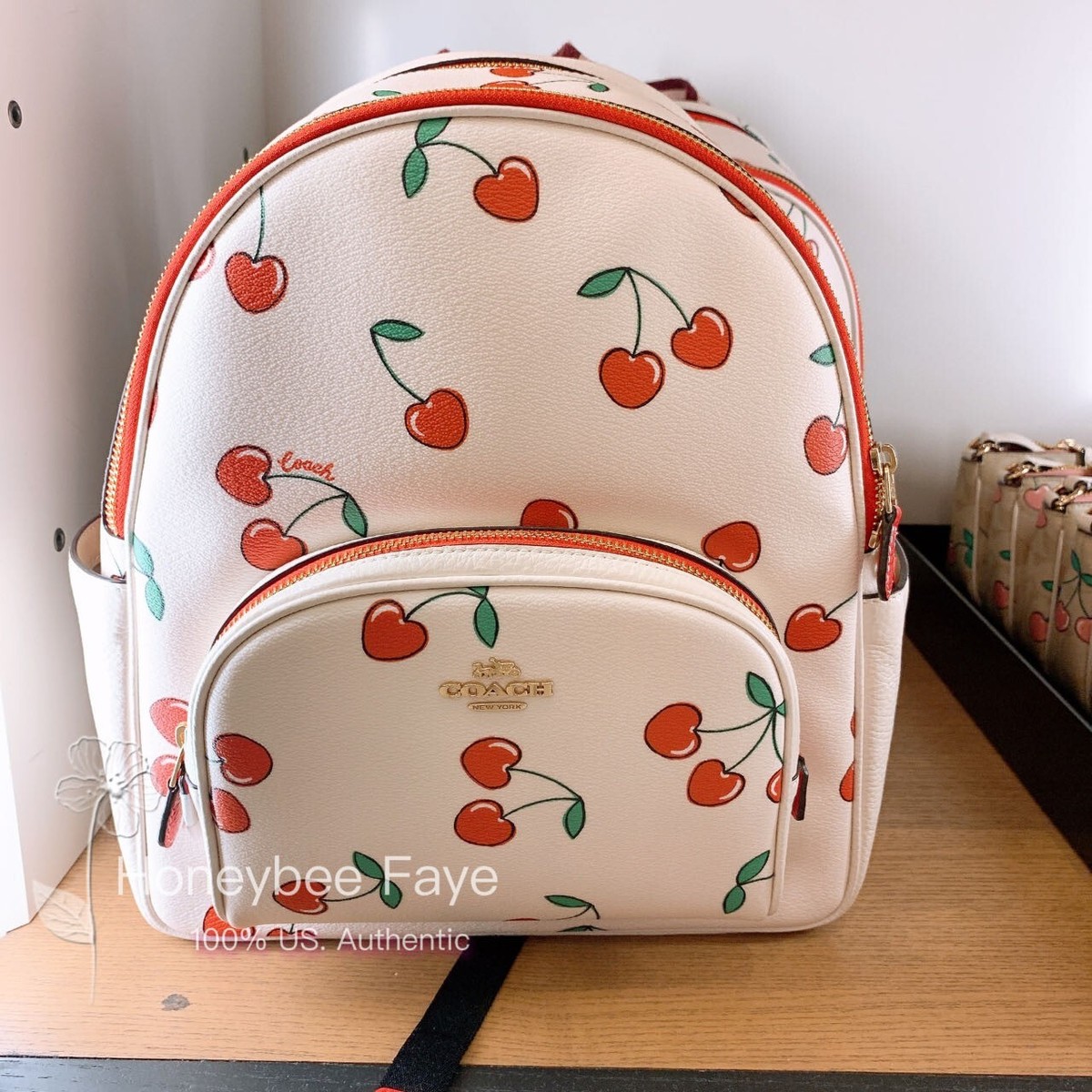 NWT Coach Court Backpack With Heart Cherry Print CE628 | eBay