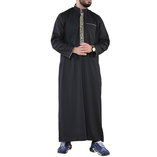 DOTBUY-SHOP Vestiti Uomo Musulmano, Manica Lunga Abito Arabo Abiti Thobe Camicie Lunghe Kaftano Medio Casual Oriente Islamico Caftano Abaya Abbigliamento - Foto 2