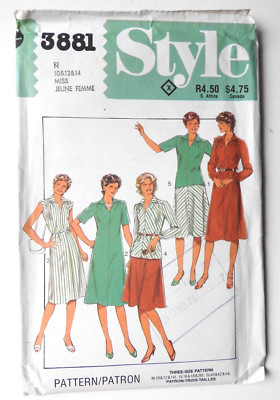 Stil 3881 Schnittmuster Kleid oder Top & Schrägrock Größen 10 12 & 14