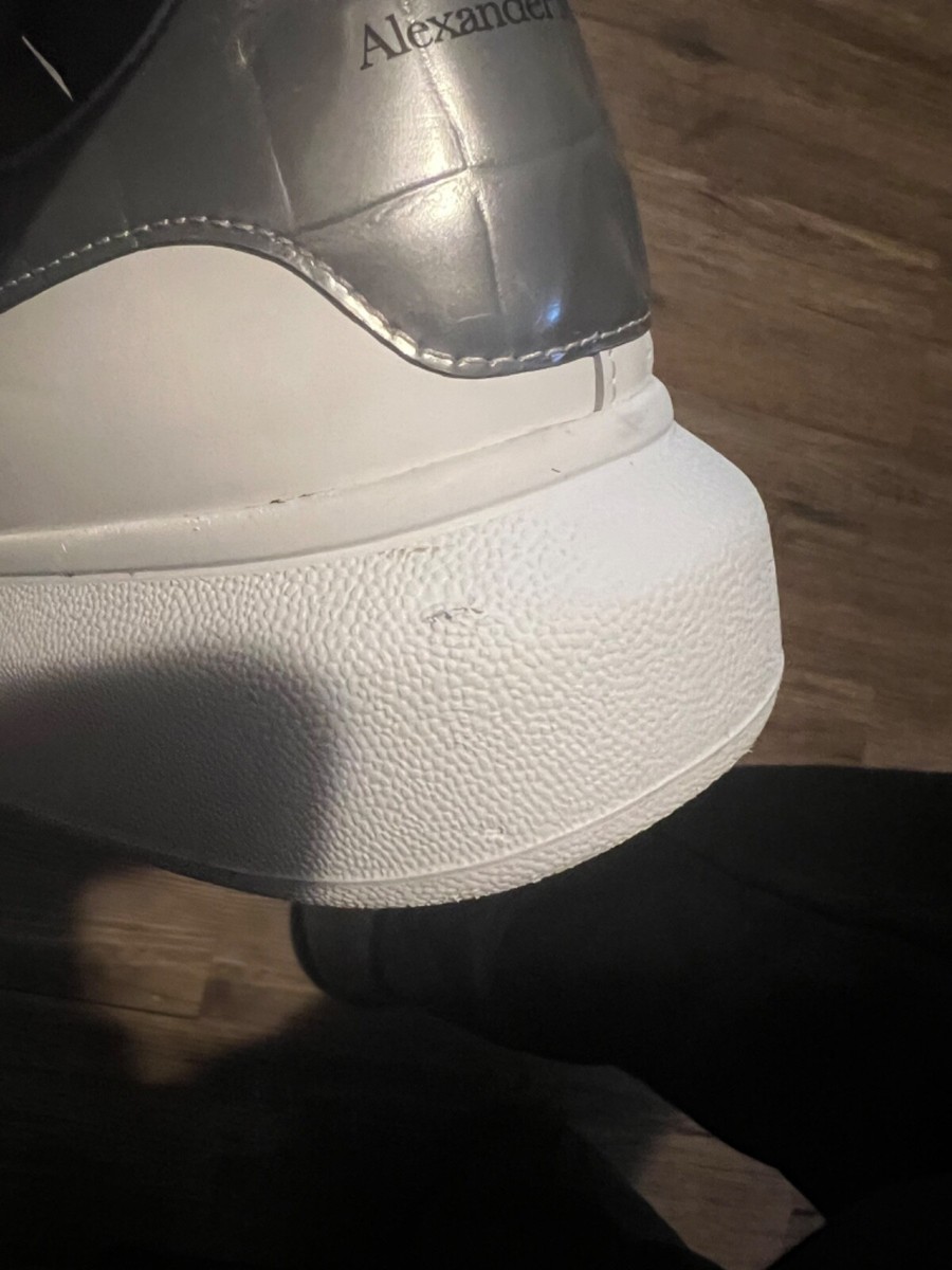 alexander mcqueen oversized sneakers 43.5 crocodile skin silver | eBay