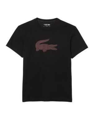 LACOSTE ロゴ入り 黒 Tシャツ　Lサイズ Lacoste Men's Ultra Dry XXL Logo Sport T-Shirt in Black and