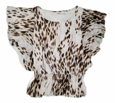 CATO Women's Cheetah Leopard Print Top Size S Multi-Color 