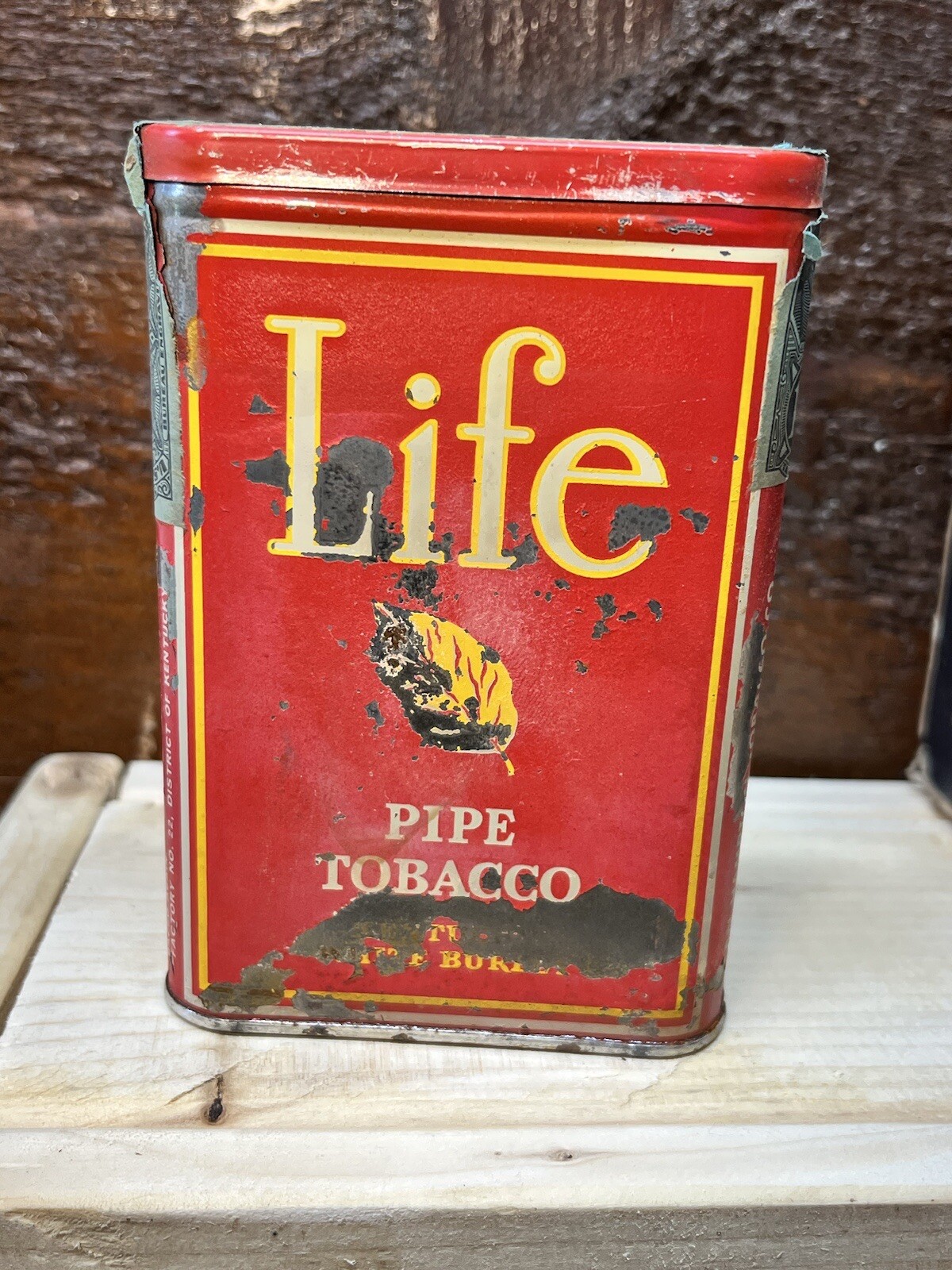 Vtg Antique Lot 6 Life Pipe Tobacco Vertical Pocket Tins Empty