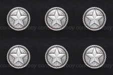 Set of 8 HORSE TACK ANTIQUE ROUND ROPE EDGE STAR CONCHOS 1-1/2" screw back