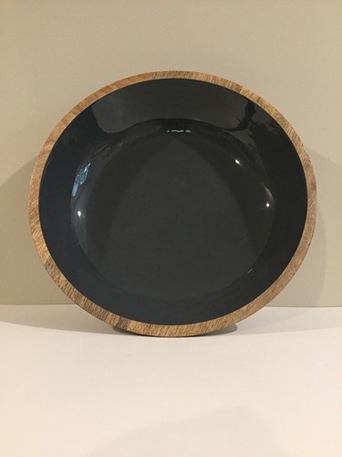 GG Collection Charcoal Mango Wood And Enamel Bowl - Picture 6 of 7