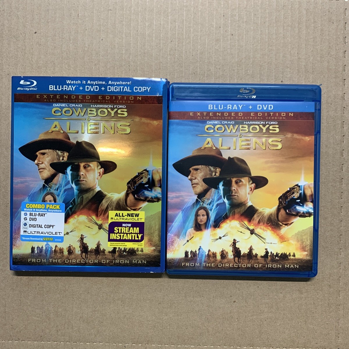 Cowboys & Aliens (Blu-ray/DVD, 2011, With Slipcover) Extended