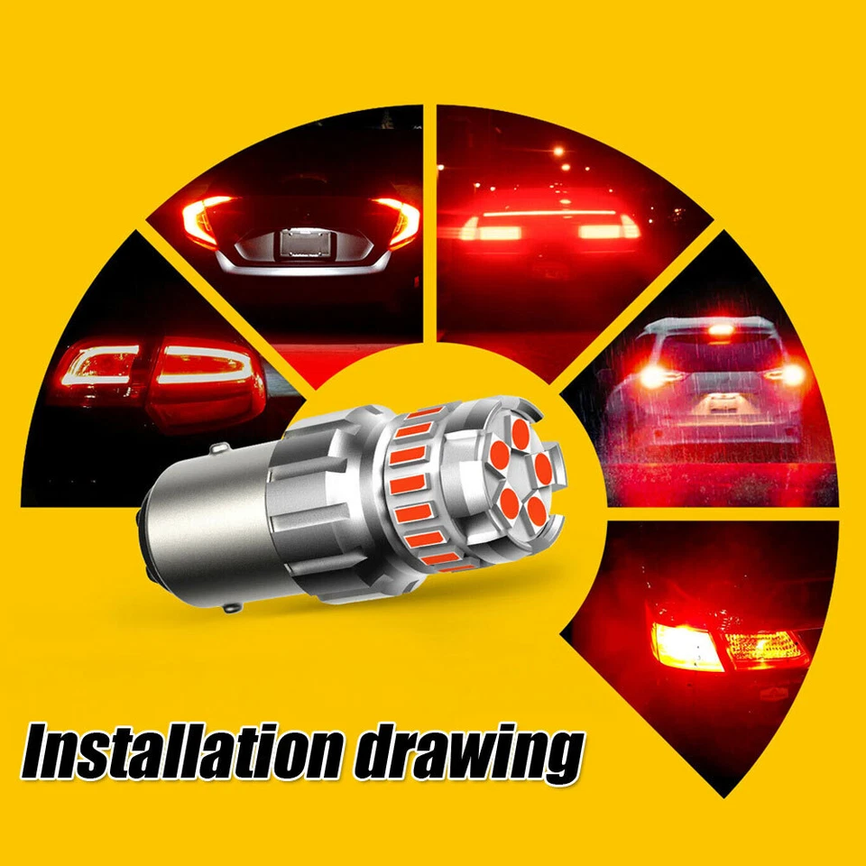 2x 1157 LED Bulbs Red Tail Stop Brake Turn Signal Lights 2057 2357 7528 BAY15D — 第 4/4 张图片