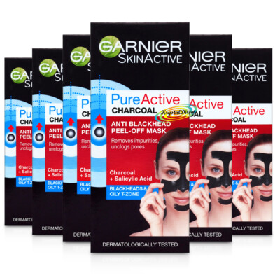 6x Garnier Pure Aktivkohle Anti Mitesser Peel Off Maske 50ml