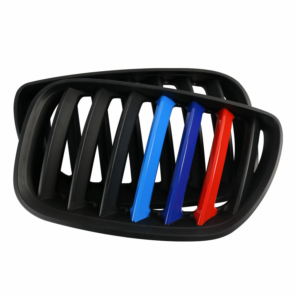 Rejilla De Riñón Frontal Negro Mate Para Radiador M-Color Listones Compatibles Con BMW E53 X5 Lci 2004 2005 2006 Izquierda Derecha