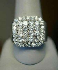 Men's 2Ct Round Lab-Created Diamond Cluster Wedding Ring 14k White Gold Plated