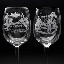 Airedale Terrier Dog Crystal Wine Glass - Hand Etched/Engraved Gift