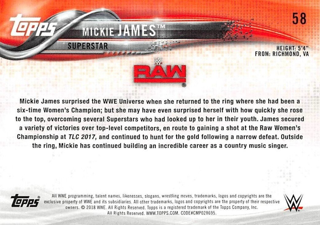 2018 Topps WWE #58 Mickie James | eBay