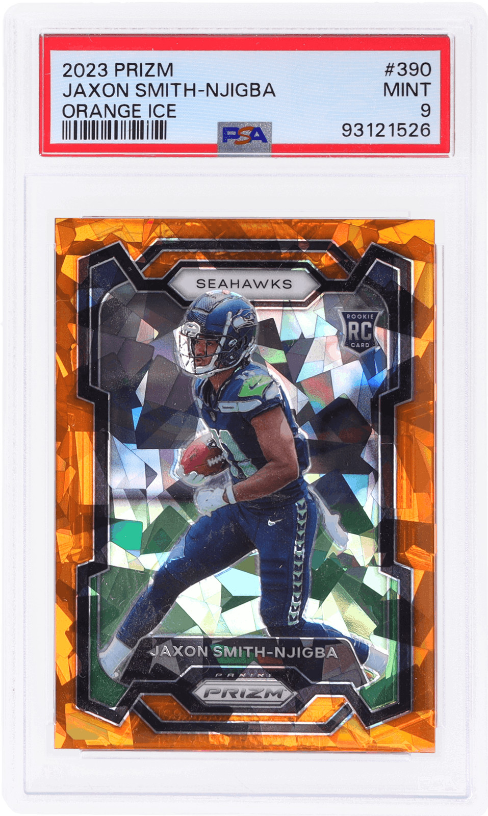2023 Panini Prizm Jaxon Smith-Njigba Prizms Orange Ice #390 PSA 9 Rookie RC
