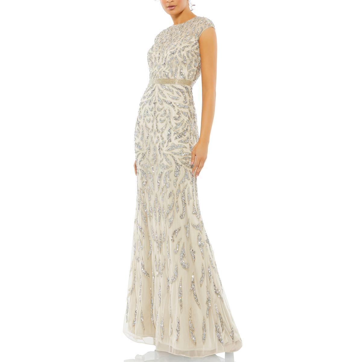 Женское бежевое вечернее платье Mac Duggal с украшением 4 BHFO 5530