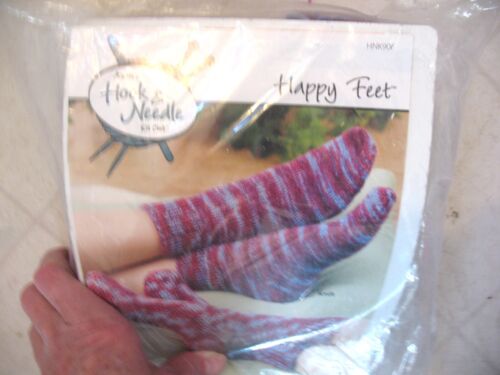 Annie's HOOK & NEEDLE KIT Happy Feet CROCHET & Knit SOCKS 2 BURGUNDY yarn skien - Picture 3 of 5