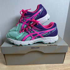 Asics Gel-Contend 2 Big Girls Running Shoes Ice Blue Purple Pink Sz 6.5