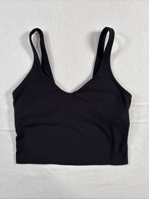 Lululemon Womens Black Built In Shelf Sleeveless V-Neck Crop Top Size 4