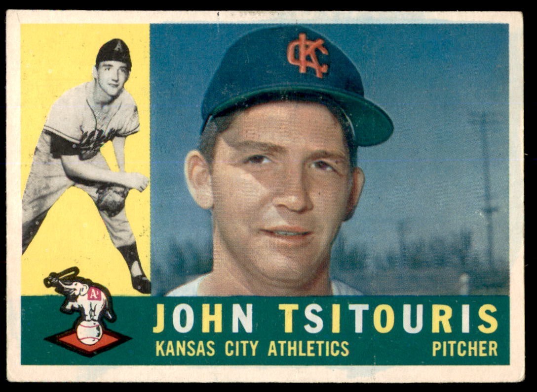 1960 Topps #497  JOHN TSITOURIS  RC Kansas City Athletics  VG/EX