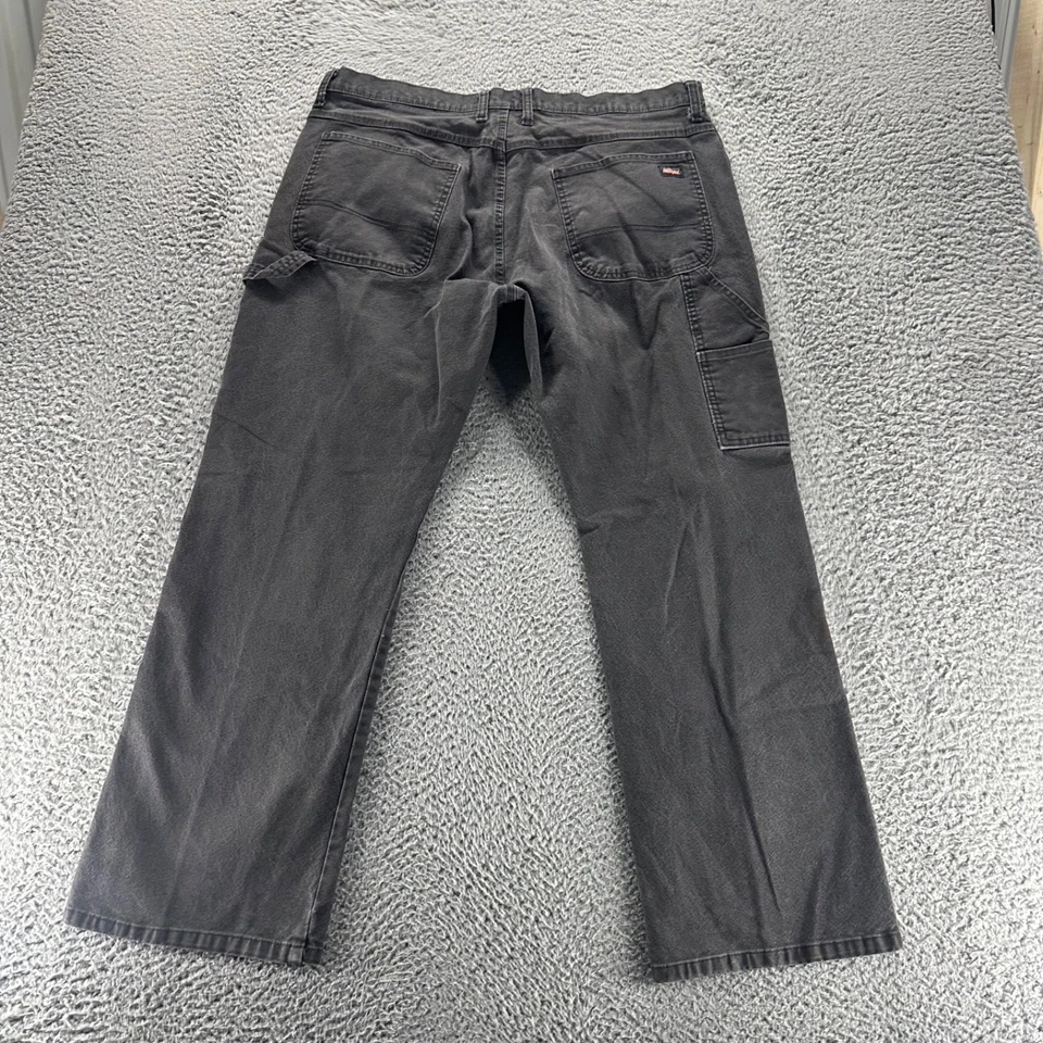Pantalones de mezclilla Dickies para hombre 38x30 gris lavado oscuro algodón elástico calce carpintero ropa de trabajo Foto 4 de 4