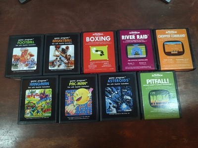 Atari 2600 Lot Games TESTED Pitfall river raid chopper hangman pac-man asteroids