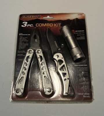 Guidesman 3Pc. Combo Kit With Pocket Knife, Multi Tool And Flashlight