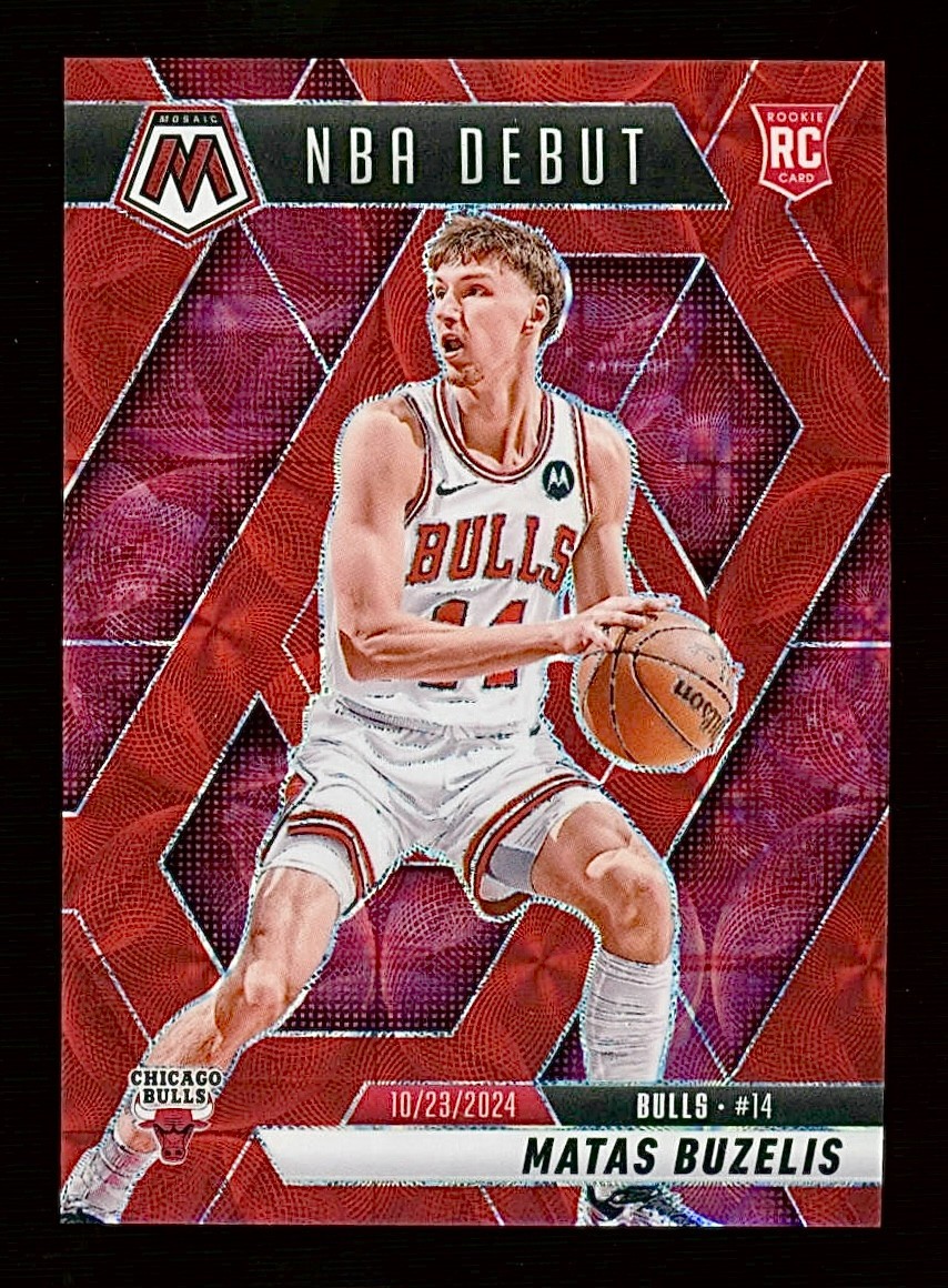 2024-25 Panini MOSAIC - Matas Buzelis #257 NBA DEBUT RED INTL PRIZM ROOKIE /75