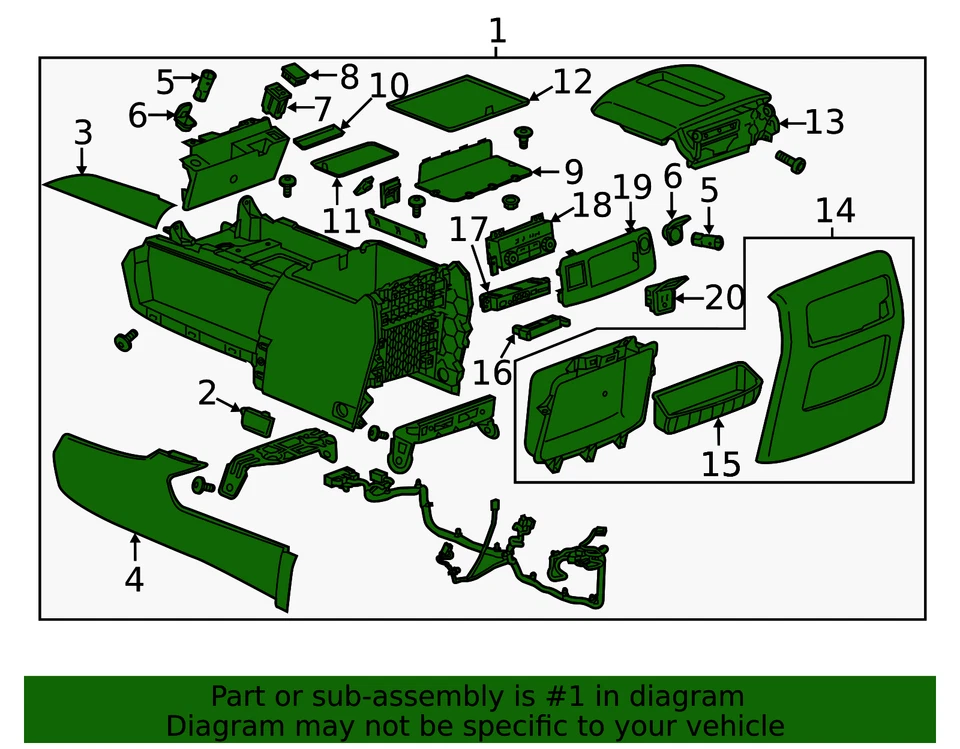 Consola de piso delantero GM Jet negra genuina 23264414 Foto 2 de 2