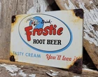 VINTAGE FROSTIE PORCELAIN SIGN ROOT BEER DOOR PUSH COLA SODA BEVERAGE POP DRINK