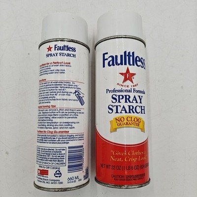 Lot of 2 Faultless Professional Formula Spray Starch 22oz No Clog Vintage Cans