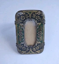 CATHERINE POPESCO France Miniature Green and Black Enameled Mini Picture Frame