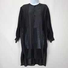 Little White Lies Eyelet Dress S Black Cotton Silk Fish Net Sheer Romantic Goth