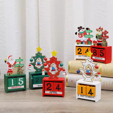 Christmas Wooden Perpetual Calendar 25 2026 Countdown Santa Snowman Gift