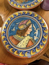 DERUTA Ceramica GIALLETTI PIMPINELLI Ritratti Rinascimentali 16,5 POLLICI Firmati