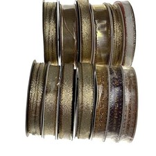 Set 12 Spools Gold Wired Ribbon Crafts Decorating Gift Flower Wrapping Purple