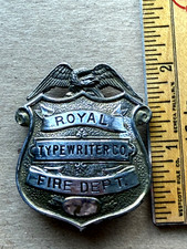 Antique Royal Typewriter Company Fire Badge